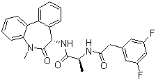 structure of CAS# 209984-56-5, N-[(1S)-2-[[(7S)-6,7-Dihydro-5-methyl-6-oxo-5H-dibenz[b,d]azepin-7-yl]amino]-1-methyl-2-oxoethyl]-3,5-difluorobenzeneacetamide