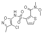 structure of CAS# 210421-71-9, N-Methoxy-N-methyl-3-(4-chloro-3-methyl-5-isoxazolylsulfamoyl)-2-thiophenecarboxamide