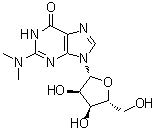 structure of CAS# 2140-67-2, N2,N2-Dimethylguanosine;2-Dimethylamino-6-oxypurine riboside; N,N-Dimethylguanosine; 2,2-Dimethylguanosine
