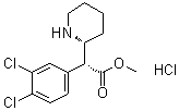 结构式 CAS# 214149-42-5, (alphaR,2R)-rel-alpha-(3,4-二氯苯基)-2-哌啶乙酸甲酯盐酸盐