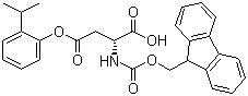 structure of CAS# 214852-39-8, Fmoc-D-Asp(OPp)-OH ;N-[(9H-Fluoren-9-ylmethoxy)carbonyl]-D-aspartic acid 4-[2-(1-methylethyl)phenyl] ester