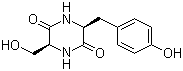 structure of CAS# 21754-31-4, Cyclo(L-seryl-L-tyrosyl);Cyclo(-Ser-Tyr); (3S,6S)-3-(Hydroxymethyl)-6-[(4-hydroxyphenyl)methyl]-2,5-piperazinedione