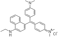 structure of CAS# 2185-86-6, Basic Blue 11;[4-[[4-(Dimethylamino)phenyl][4-(ethylamino)-1-naphthyl]methylene]cyclohexa-2,5-dien-1-ylidene]dimethylammonium chloride; Victoria Blue R; C.I. 44040