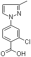 structure of CAS# 220461-68-7, 2-Chloro-4-(3-methyl-1H-pyrazol-1-yl)benzoic acid