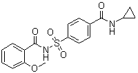 structure of CAS# 221667-31-8, Cyprosulfamide;N-[[4-[(Cyclopropylamino)carbonyl]phenyl]sulfonyl]-2-methoxybenzamide; Merlin Flexx