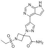 structure of CAS# 2271228-51-2, Acetamide Baricitinib Impurity;2-(3-(4-(1H-pyrazol-4-yl)-7H-pyrrolo[2,3-d]pyrimidin-7-yl)-1- (ethylsulfonyl)azetidin-3-yl)acetonitrile hydrochloride
