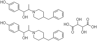 structure of CAS# 23210-58-4, Ifenprodil tartrate;4-Benzyl-1-[beta,4-dihydroxy-alpha-methylphenethyl]piperidinium hydrogen tartrate (2:1)