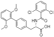 结构式 CAS# 232271-19-1, TR 14035; (alphaS)-alpha-[(2,6-二氯苯甲酰)氨基]-2',6'-二甲氧基联苯-4-丙酸