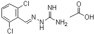 structure of CAS# 23256-50-0, Guanabenz monoacetate;Tenelid; Wy 8678 acetate; Wytens; Wytensin; [(2,6-Dichlorobenzylidene)amino]guanidine acetate