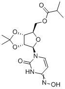 structure of CAS# 2346620-55-9, 2',3'-O-(1-methylethylidene)-Uridine 4-oxime 5'-(2-methylpropanoate);[(3aR,4R,6R,6aR)-4-[4-(hydroxyamino)-2-oxopyrimidin-1-yl]-2,2-dimethyl-3a,4,6,6a-tetrahydrofuro[3,4-d][1,3]dioxol-6-yl]methyl 2-methylpropanoate