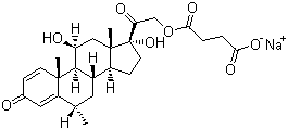 structure of CAS# 2375-03-3, 6alpha-Methylprednisolone sodium succinate;(6alpha,11beta)-21-(3-Carboxy-1-oxopropoxy)-11,17-dihydroxy-6-methyl-Pregna-1,4-diene-3,20-dione monosodium salt