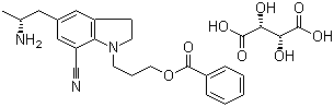 结构式 CAS# 239463-85-5, 5-[(2R)-2-氨基丙基]-2,3-二氢-1-[3-(苯甲酰氧基)丙基]-1H-吲哚-7-腈酒石酸盐