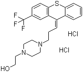 structure of CAS# 2413-38-9, Fupentixol dihydrochloride ;(Z)-4-[3-[2-(Trifluoromethyl)-9H-thioxanthen-9-ylidene]propyl]piperazine-1-ethanol dihydrochloride