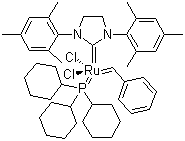 structure of CAS# 246047-72-3, Grubbs Catalyst 2nd Generation;1,3-Bis(2,4,6-trimethylphenyl)-2-(imidazolidinylidene)(dichlorophenylmethylene)(tricyclohexylphosphine)ruthenium