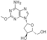 structure of CAS# 24757-70-8, 2-Methoxy-2'-deoxyadenosine;2-Methoxy-6-amino-9-(2-deoxy-beta-D-erythro-pentofuranosyl)purine; 9-(2-Deoxy-beta-D-ribofuranosyl)-2-methoxyadenine