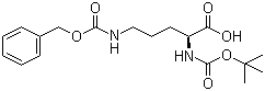 structure of CAS# 2480-93-5, N-tert-Butoxycarbonyl-N'-benzyloxycarbonyl-L-ornithine;Boc-L-Orn(Cbz)-OH