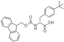 structure of CAS# 252049-14-2, 4-(1,1-Dimethylethyl)-N-[(9H-fluoren-9-ylmethoxy)carbonyl]-D-phenylalanine