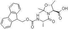 structure of CAS# 252554-79-3, (4S,5R)-3-(Fmoc-Alaninyl)-2,2,5-trimethyloxazolidine-4-carboxylic acid