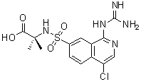 结构式 CAS# 256477-09-5, N-[[1-[(氨基亚胺甲基)氨基]-4-氯-7-异喹啉基]磺酰基]-2-甲基丙氨酸