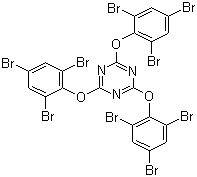 structure of CAS# 25713-60-4, 2,4,6-Tris-(2,4,6-tribromophenoxy)-1,3,5-triazine;Tris(tribromophenyl) cyanurate