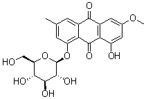 structure of CAS# 26296-54-8, Physcion-1-O-beta-D-Glucopyranoside;3-Methyl-6-methoxy-1,8-dihydroxyanthraquinone 1-glucoside