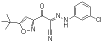 结构式 CAS# 263707-16-0, alpha-[(3-氯苯基)亚肼基]-5-(叔丁基)-beta-氧代-3-异恶唑丙腈
