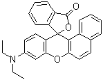 structure of CAS# 26628-47-7, 1,2-Benz-6-diethylaminofluorane;1,2-Benzo-6-diethylaminofluorane; 3-(Diethylamino)-7,8-benzofluoran; 3-Diethylamino-7,8-benzo[alpha]fluoran; 6-Diethylamino-1,2-benzofluoran; 9-(Diethylamino)spiro[12H-benzo[a]xanthene-12,1'-phthalide]; Color Former Red 3; Copikem 747; PSD-P; Red DCF; Yamamoto Red 3