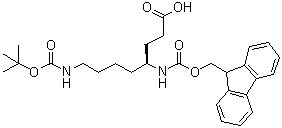 结构式 CAS# 268542-17-2, (4S)-8-[[叔丁氧羰基]氨基]-4-[[芴甲氧羰基]氨基]辛酸