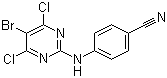 structure of CAS# 269055-75-6, 4-[(5-Bromo-4,6-dichloro-2-pyrimidinyl)amino]benzonitrile