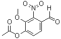 structure of CAS# 2698-69-3, 4-O-Acetyl-2-nitrovanillin;4-Acetoxy-3-methoxy-2-nitrobenzaldehyde; 4-Formyl-2-methoxy-3-nitrophenyl acetate; 4-O-Acetyl-2-nitrovanillin; NSC 59239