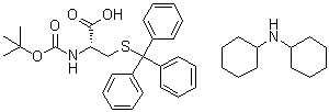 structure of CAS# 26988-59-0, N-[(1,1-Dimethylethoxy)carbonyl]-S-(triphenylmethyl)-L-cysteine compd. with N-cyclohexylcyclohexanamine