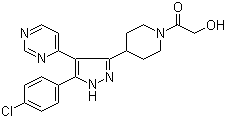 structure of CAS# 271576-80-8, SD-06;3-[N-(2-Hydroxyacetyl)-4-piperidyl]-4-(4-pyrimidinyl)-5-(4-chlorophenyl)pyrazole