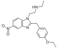 structure of CAS# 2732926-26-8, N-Desethyletonitazene;2-[2-[(4-ethoxyphenyl)methyl]-5-nitrobenzimidazol-1-yl]-N-ethylethanamine