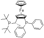 结构式 CAS# 277306-29-3, (2R)-1-[(1S)-1-[双(叔丁基)膦]乙基]-2-(二苯基膦)二茂铁
