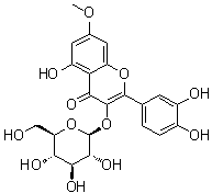 鼠李亭 3-O-beta-吡喃葡萄糖苷分子结构 (CAS 27875-34-9)
