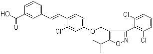 structure of CAS# 278779-30-9, GW 4064;3-(2,6-Dichlorophenyl)-4-(3'-carboxy-2-chlorostilben-4-yl)oxymethyl-5-isopropylisoxazole