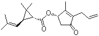structure of CAS# 28434-00-6, S-Bioallethrin;3-Allyl-2-methyl-4-oxocyclopent-2-en-1-yl [1R-[1¦Á(S*),3¦Â]]-2,2-dimethyl-3-(2-methylprop-1-enyl)cyclopropanecarboxylate; Esbiol