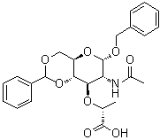 结构式 CAS# 2862-03-5, N-乙酰基-1-O-(苯基甲基)-4,6-O-(苯基亚甲基)-alpha-胞壁酸