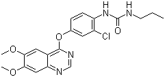 结构式 CAS# 286370-15-8, KRN 633; N-[2-氯-4-[(6,7-二甲氧基-4-喹唑啉基)氧基]苯基]-N'-丙基脲