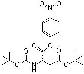 结构式 CAS# 29365-05-7, N-[叔丁氧羰基]-L-天冬氨酸 4-叔丁酯 1-(4-硝基苯基)酯