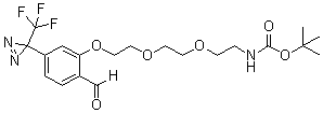结构式 CAS# 299931-13-8, [2-[2-[2-[2-甲酰基-5-[3-(三氟甲基)-3H-双吖丙啶-3-基]苯氧基]乙氧基]乙氧基]乙基]氨基甲酸叔丁酯