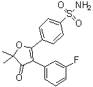 structure of CAS# 301692-76-2, Polmacoxib;4-[3-(3-Fluorophenyl)-4,5-dihydro-5,5-dimethyl-4-oxo-2-furanyl]benzenesulfonamide; Acelex; CG 100649