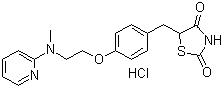 structure of CAS# 302543-62-0, Rosiglitazone hydrochloride;5-[4-[2-[N-Methyl-N- (pyridinyl) amino]ethoxy]benzyl]thiazolidine-2,4-dione hydrochloride