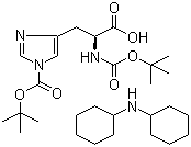 structure of CAS# 31687-58-8, N,1-Bis(Boc)-L-histidine dicyclohexylamine salt;Boc-His(Boc)-OH (dicyclohexylammonium) salt; N,1-Bis(tert-butoxycarbonyl)-L-histidine dicyclohexylamine (1:1)