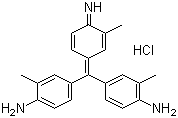 structure of CAS# 3248-91-7, Basic Violet 2;New Fuchsin; C.I. 42520; 4-[(4-Amino-m-tolyl)(4-imino-3-methylcyclohexa-2,5-dien-1-ylidene)methyl]-o-toluidine monohydrochloride