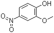 结构式 CAS# 3251-56-7, 4-硝基愈创木酚; 4-硝基-2-甲氧基苯酚