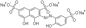 structure of CAS# 3270-25-5, Chrome Blue K;C.I. 16675; Acid Chrome Blue K; 4,5-Dihydroxy-3-[(2-hydroxy-5-sulfophenyl)azo]-2,7-naphthalenedisulfonic acid trisodium salt