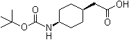 structure of CAS# 327156-95-6, [cis-4-(tert-Butoxycarbonylamino)cyclohexyl]acetic acid;cis-2-(4-(tert-Butoxycarbonylamino)cyclohexyl)acetic acid