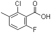 结构式 CAS# 32890-89-4, 2-氯-6-氟-3-甲基苯甲酸