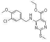 structure of CAS# 330785-81-4, 4-[[(3-Chloro-4-methoxyphenyl)methyl]amino]-2-(methylthio)-5-pyrimidinecarboxylic acid ethyl ester;ethyl 4-[(3-chloro-4-methoxyphenyl)methylamino]-2-methylsulfanylpyrimidine-5-carboxylate